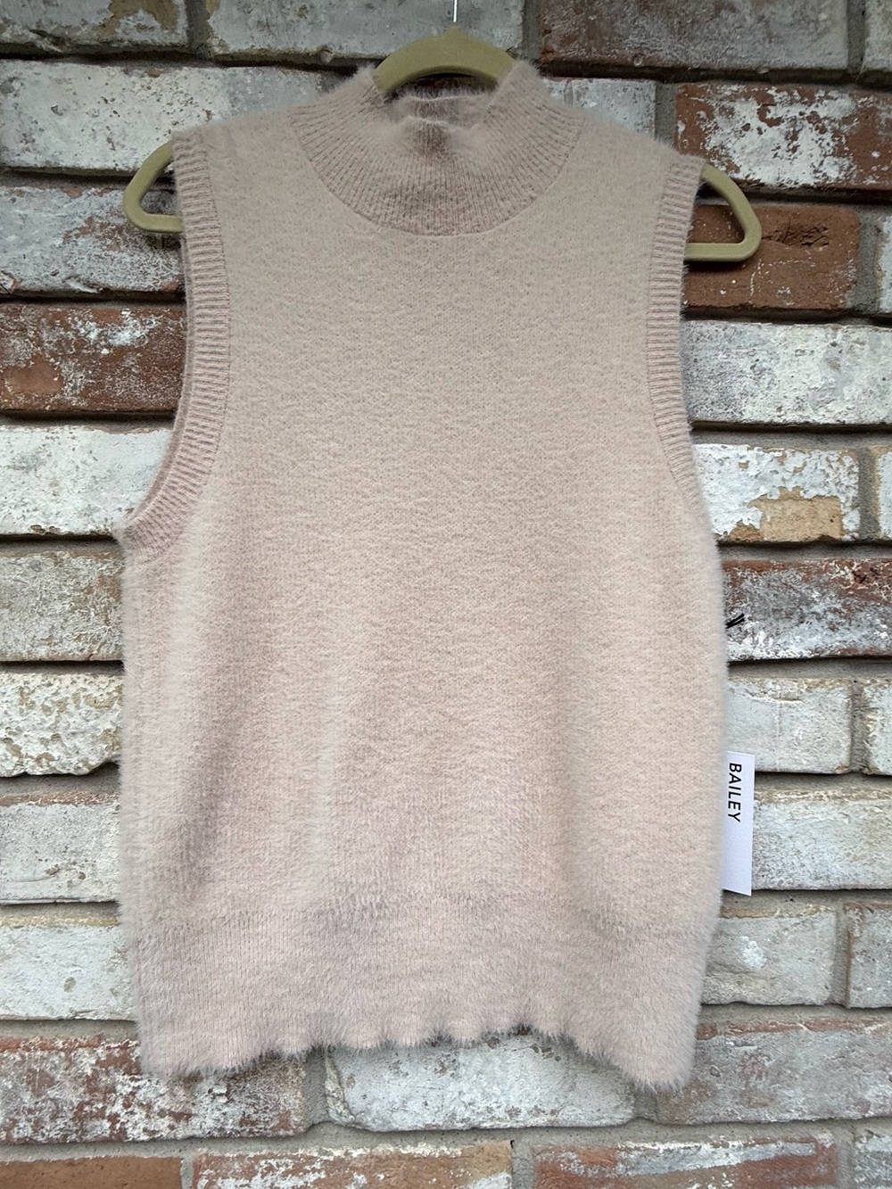 Anthropolgie Bailey 44 Cream Fuzzy Mock Neck Sweater Vest